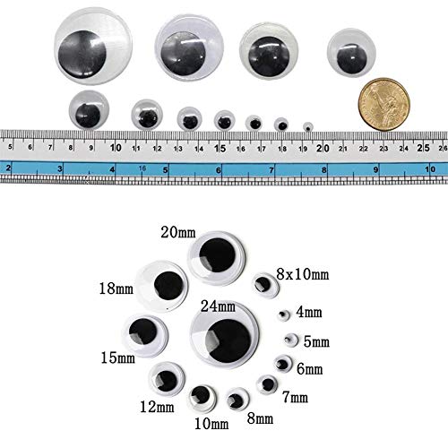 200pcs 25mm/1 inch Wiggle Googly Eyes with Self-Adhesive Round Black & White Eyes for DIY Arts Craft Supplies Party Decorations
