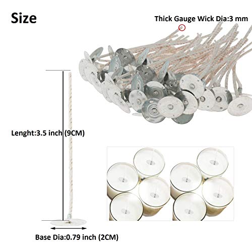 100pcs/lot Candle Wicks for Candle Making - Coated with Natural Soy Wax, Low Smoke - Paper Wicks- Candle DIY (3.5 Inch)