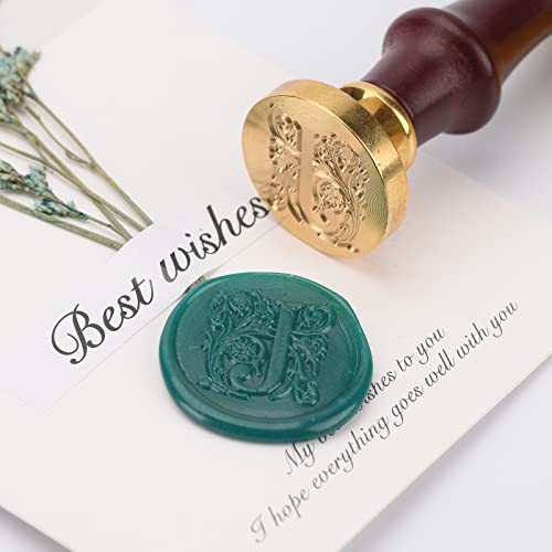 iTERYOU 2Pcs Letter J Wax Seal Stamp with Gift Box, A to Z Series Wax Stamp, Letter J Wax Seal Stamp Kit for Thanksgiving