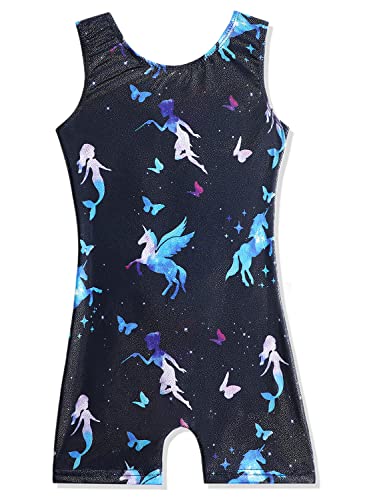 HOZIY Gymnastics Leotards for Girls With Shorts 3t 4t Toddlers Kids Apparel Outfits Unicorn Fairy Mermaid Butterfly Stars Unitard Clothing Dance Black Sparkly