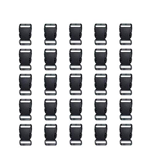 YQBOOM 1 Inch, 25 Pack Black Plastic Side Release Buckle for Paracord Bracelets (1")