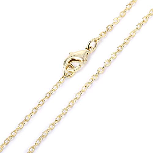 ALEXCRAFT 12 PCS Bulk Cable Chain Gold Plated Brass Finished Necklace Chains Bulk for Necklace Making 18" Gold Chains