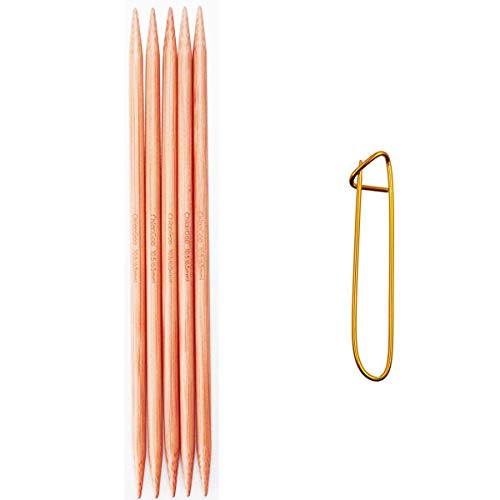 ChiaoGoo Knitting Needles DPN Double Pointed 6 inch (13cm) Bamboo Dark Patina Size US 9 (5.5mm) Bundle with 1 Artsiga Crafts Stitch Holder 1036-9