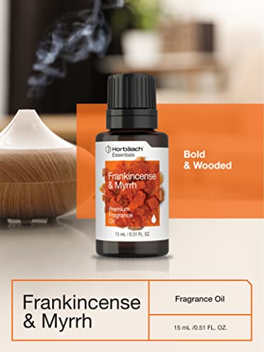 Frankincense & Myrrh Fragrance Oil | 0.51 fl oz (15ml) | Premium Grade | for Diffusers, Candle and Soap Making, DIY Projects & More | by Horbaach