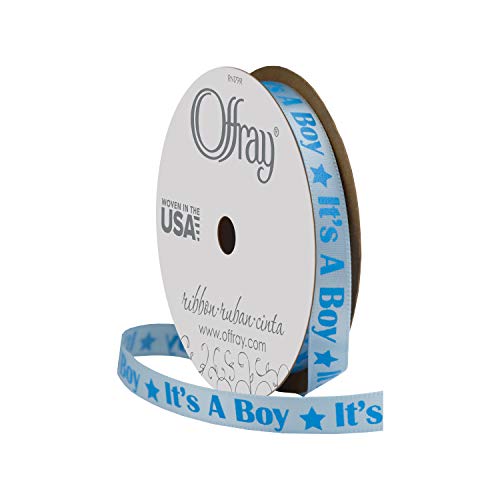 Offray, Blue Baby Celebration Craft Ribbon, 3/8-Inch x 12-Feet
