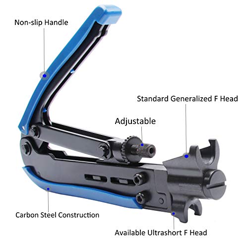 Coax Cable Crimper Kit, Yangoutool Coaxial Compression Tool, Adjustable RG6 RG11 RG59 75-5 75-7 Coaxial Cable Stripper