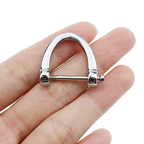 Luckycivia 12 Pack D-Rings, Horseshoe Shape D Ring, U Shape D Rings, Screw in Shackle Semicircle D Ring, with Small Screwdriver for DIY Leather Craft Accessories, Silver and Gold (1x1 inches)