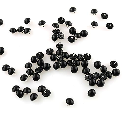 Tegg Pearl Button 50PCS 10mm Black Bead Shirt Half Ball Dome Caps Wire Loop Buttons for Crafts, Clothes, Wedding Dress, Scarpbooking and DIY Project