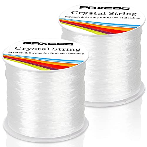 Bracelet String, Paxcoo 2 Rolls Elastic Stretchy Bead String Cord for Clay Beads Kandi Pony Beads Bracelets Jewelry Making (0.5MM, Crystal)