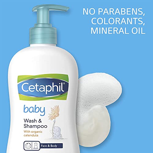 Cetaphil Baby Wash & Shampoo with Organic Calendula ,Tear Free , Paraben, Colorant and Mineral Oil Free , 13.5 Fl. Oz