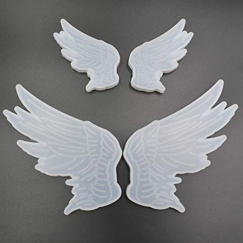 2Pairs Angel Wings Molds Left & Right Wings Epoxy Resin Casting Silicone Mold, 1Pair Large 3.5 x 1.8" & 1Pair Small 2.2 x 1.1"