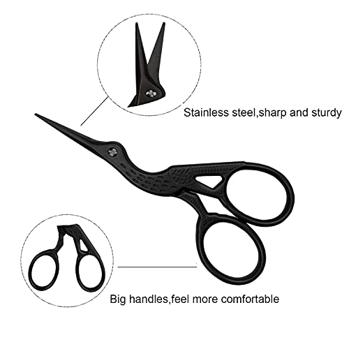 Weabetfu 3.6-inch Small Sewing Scissors with Leather Scissors Cover Stainless Steel Stork Craft Scissors DIY Tools Dressmaker Shears Scissors for Embroidery Craft Needlework Artwork & Everyday Use