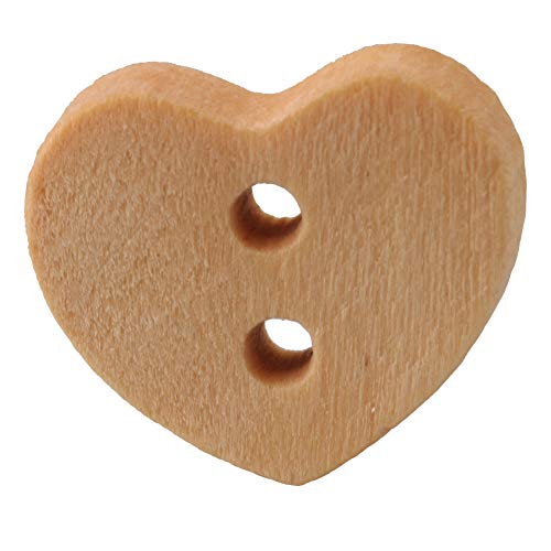 RDEXP 100PCS Wooden Buttons Heart-Shaped Natural Wooden Button for Sewing Craft Decoration