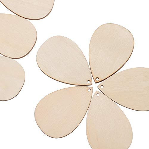 100 Pieces Unifinished Wood Earring Blanks with Hole Wooden Teardrop Earrings for DIY Jewelry Making