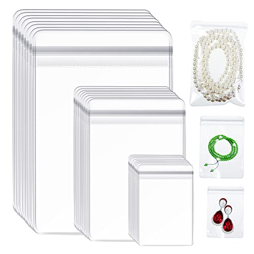 Jewelry Bag Self Seal Plastic Zipper Bag Clear PVC Rings Earrings Packing Storage Pouch Jewelry Transparent Lock Bags for Holding Jewelries, 2 x 2.8 inch, 2.8 x 4 inch, 3.5 x 5 inch (180 Pieces)