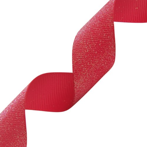 Morex Dazzle Glitter Grosgrain Ribbon, 7/8-Inch by 5-Yard, Shocking Pink