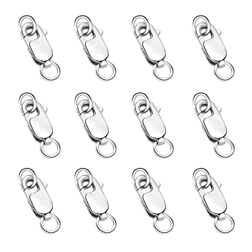 925 Sterling Silver Lobster Claw Clasp 12pcs with Closed Jump Rings, Small Connector with Jump Ring for Necklaces Jewelry Bracelet Making Supplies Lobster Claw Clasp, 10mmx4mm(0.39 x 0.16 inch)