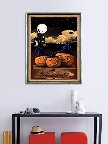 ACANDYL Paint by Number Halloween DIY Painting Paint by Number Kits for Adults Kids DIY Canvas Painting by Numbers Acrylic Painting Arts Craft Decoration Paint by Numbers Pumpkin with Moon 16x20 Inch