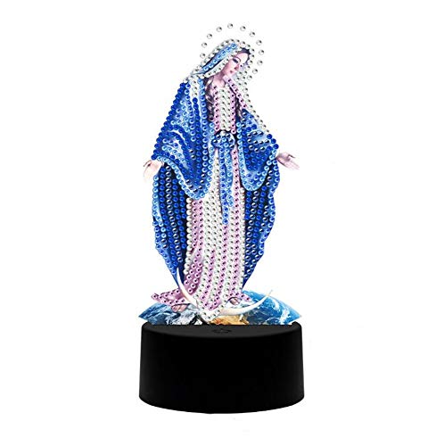 Virgin Mary Diamond Painting Night Light - pigpigboss 5D Diamond Painting Art Religion Virgin Mary Diamond Painting Night Lamp Crystal Diamond Painting LED Light with 7 Colors Home Decor Gift