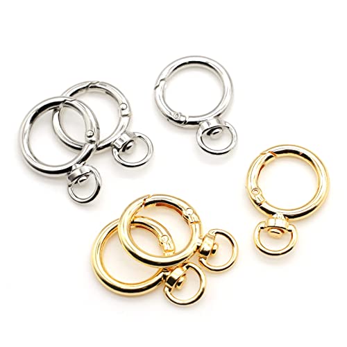 40 pcs Round Spring Snap Hooks Swivel Ring, Eyelet O Rings Buckles Clips Trigger Keyring Buckle for Bags Purses Keychain DIY Accessory (Silver and Gold)