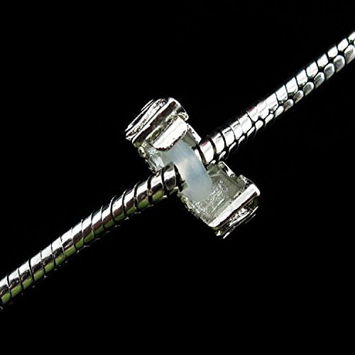 RUBYCA 10pcs White Silver Plated Clip Lock Stopper Clasp Beads fit European Charm Bracelet Model 083