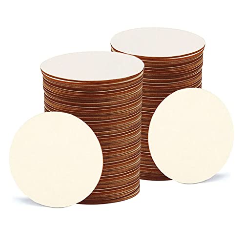 WLIANG 100 Pcs 3 Inch Wooden Circles, Unfinished Wood Circles Round Disc Cutouts, 0.1Inch Thick Blank Round Wood Circles for DIY Crafts, Painting, Staining, Coasters Making, Home Decorations