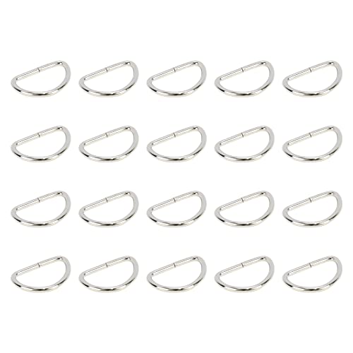 Tsnamay 20Pcs 1 Inch Metal D Rings Buckles Antique for Belts Bags DIY Leathercraft，Silver