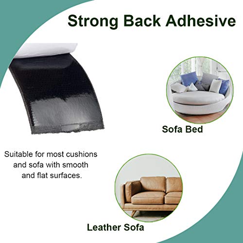 TEUVO Couch Cushion Non Slip Pads to Keep Couch Cushions from Sliding, Hook and Loop Tape with Adhesive for Smooth Surfaces, 2m Long and 11cm Wide