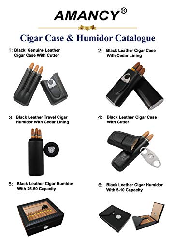 AMANCY Deluxe Portable 3 Holder Cigar Case Set With Lighter and Cutter Great Gift Kit