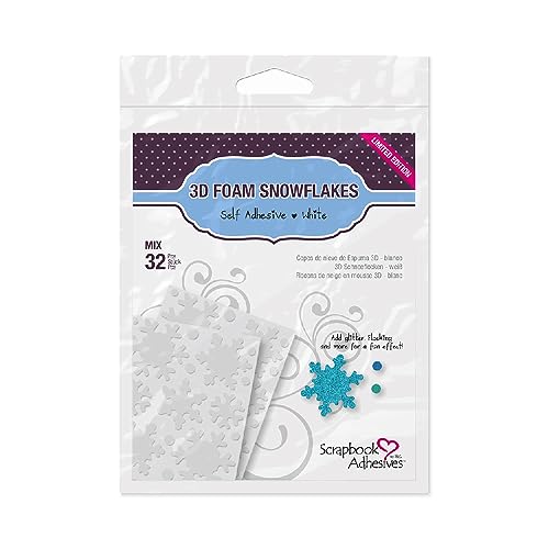 3L Corporation Self-Adhesive Scrapbook Foam Embellishment Shapes, Snowflakes