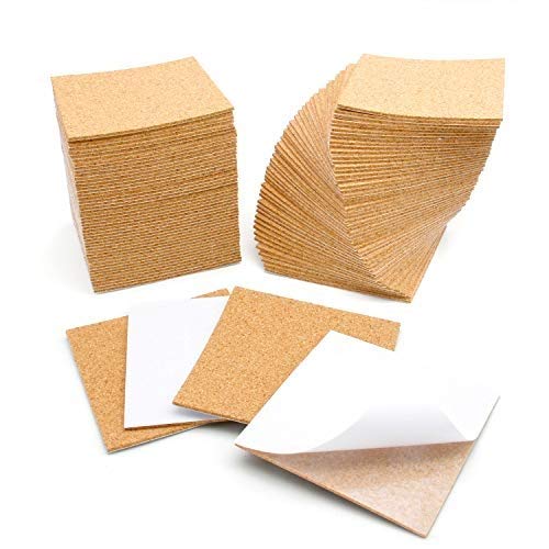 Blisstime 100 Pcs Self-Adhesive Cork Sheets 4"x 4" for DIY Coasters, Cork Board Squares, Cork Tiles, Cork Mat, Mini Wall Cork Board with Strong Adhesive-Backed