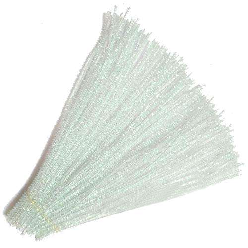 Carykon 200 PCS Glitter Tinsel Creative Arts Stems Pipe Cleaners-12 Inch (Colorful White)