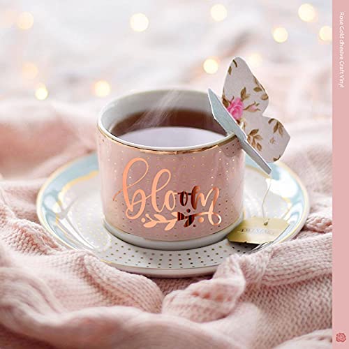 MJartoria Rose Gold Holographic Vinyl Bundle 12 Sheets, 12'' x10'' Glitter Permanent Craft Adhesive Vinyl, for Glass Cups Mirrors Mugs Decals Signs Scrapbook DIY Projects Supplies
