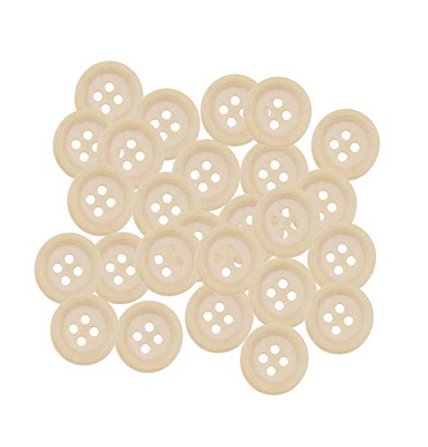 Unfinished Wooden Buttons - Round Wood Buttons for Crafts Sewing Sweater by Mandala Crafts Bulk 200 PCs 10mm 3/8 Inch Button with 4 Holes