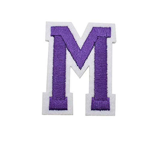 JFFCESTORE 62 Pieces Iron on Letter Number Patches Alphabet Applique Patches Number Patches with Embroidered Patch A-Z Letter 0-9 Number Badge Decorate Repair Patches (Purple)