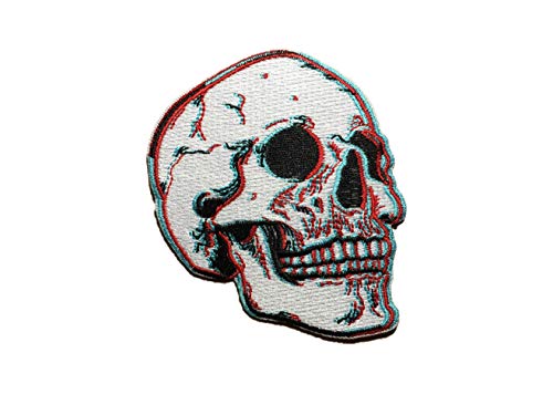 PatchClub 3D Skull Patch Fully Embroidered - Realistic Skeleton Patch Iron On/Sew On