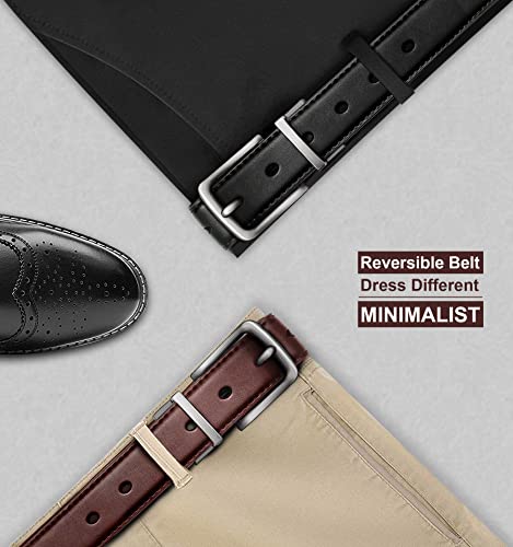 BULLIANT Men's Belt, Reversible Belt 1.25" For Mens Casual Golf Dress pants shirts,One Reverse For 2 Sides