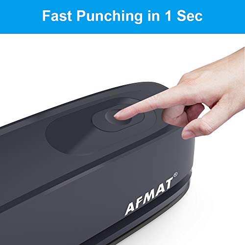 3 Hole Puncher for Paper, AFMAT Electric Hole Punch 3 Ring, 20-Sheet Paper Punch, AC or Battery Operated 3 Hole Puncher, Effortless Punching, Long Lasting Paper Punch for Office School Studio, Gray