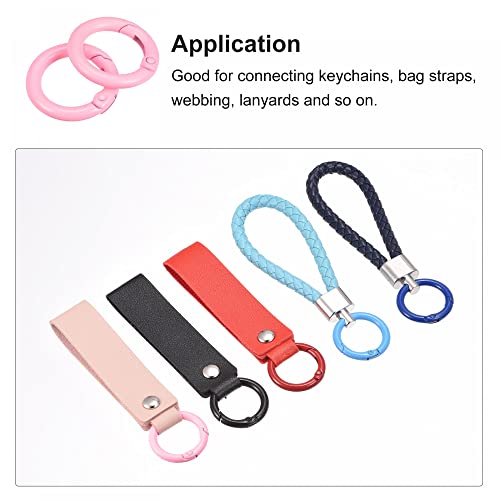 uxcell Round Spring O Rings, 25mm/ 0.98" Trigger Buckle Snap for Bags, Purses, Keyrings, Pink, 12Pcs