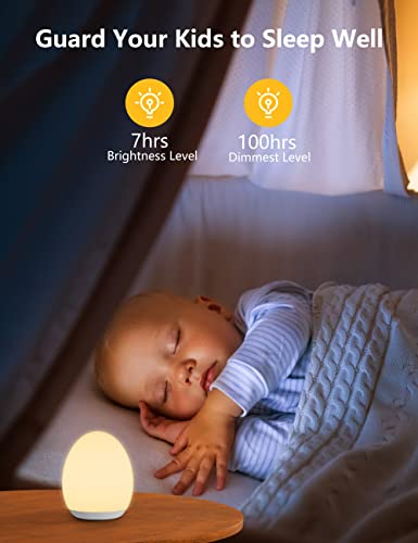 MediAcous Night Light for Kids, Baby Night Light with 7 Colors Changing & Dimming Function, Rechargeable Night Light with 1 Hour Timer & Touch Control, Up to 100H