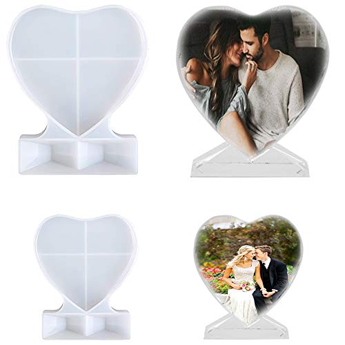 2 Sizes Resin Molds Heart-Shaped Photo Frame Mold, DIY Personalized Photo Silicone Tool, for Making Souvenir Handmade Crafts Home Decoration