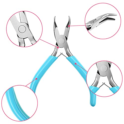 6 Pieces Jewelry Making Pliers Tools Set with Diagonal Nose Pliers, Needle Nose Pliers, Round Nose Pliers, Curved Nose Pliers, Long Nose Pliers, Flat Nose Pliers for DIY Jewelry Tools (Colorful)