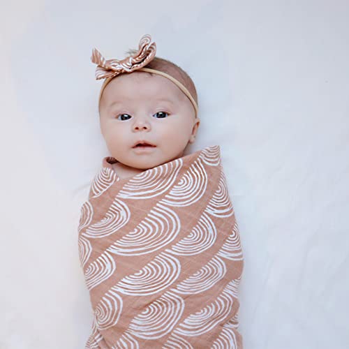 LifeTree Baby Swaddle Blankets - 70% Bamboo/30% Cotton Muslin Swaddle Blankets Unisex - Boho Vintage Rainbow Print, Silky Soft, Lightweight, Breathable, Large 47 x 47 inches
