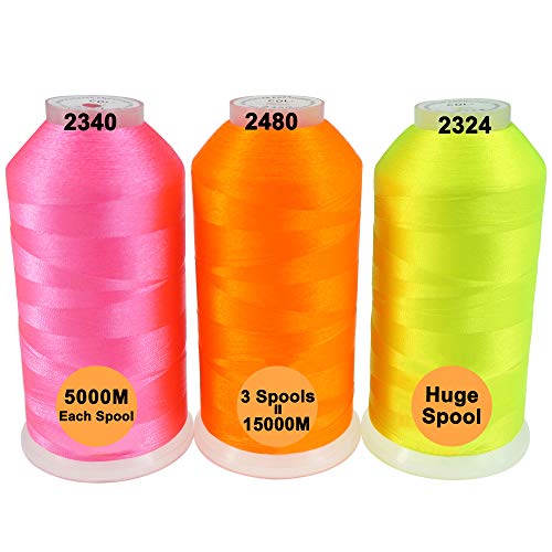 New brothreads - 32 Options- Various Assorted Color Packs of Polyester Embroidery Machine Thread Huge Spool 5000M for All Embroidery Machines -Neon Colors 1