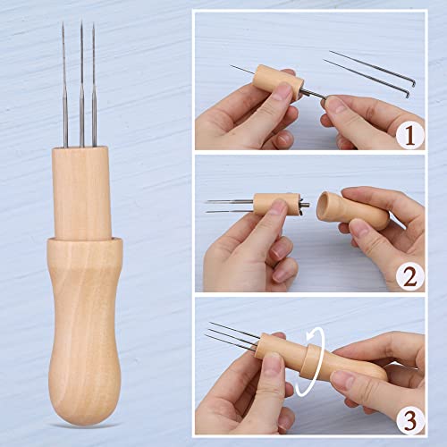 Mayboos Felting Needle with 3 Needles Tool,Needle Felting Supplies, Wool Felting Supplies Needle Felting Tool with Finger Protector for Home Craft Work