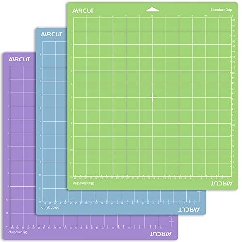 AIRCUT Cutting Mat for Cricut Maker/Explore Air 2/Air/One(12x12 Inch, StandardGrip, LightGrip, StrongGrip) Multiple Adhesive Sticky Quilting Cutting Mats Replacement Accessories for Cricut