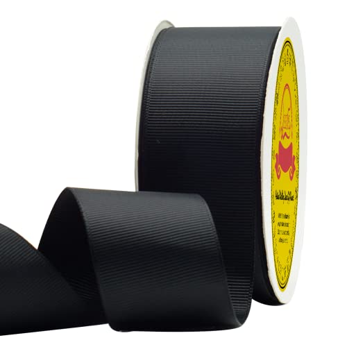 LEEQE Black Grosgrain Ribbon 1-1/2 inch X 25 Yards Black Ribbon for Gift Package Wrapping Wreath Baby Shower and Other Projects