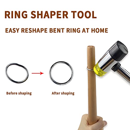NIUPIKA Jewelers Rubber Hammer Mallet with Wood Ring Mandrel Sizer Sizing Adjuster Ring Shaper Repair Tools Jewelry Making Kit