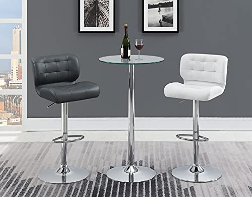 Coaster Home Furnishings Modern Game Room Round Pub Height Bar Table Tempered Glass Top Chrome Base, Clear, 24” W x 41” H x 24” L (120341)