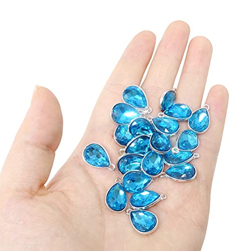 Honbay 20PCS 10x14mm Red Crystal Waterdrops Teardrops Charms Pendant for Necklaces, Bracelets, Earrings Making or Other DIY Crafts (Light Blue)